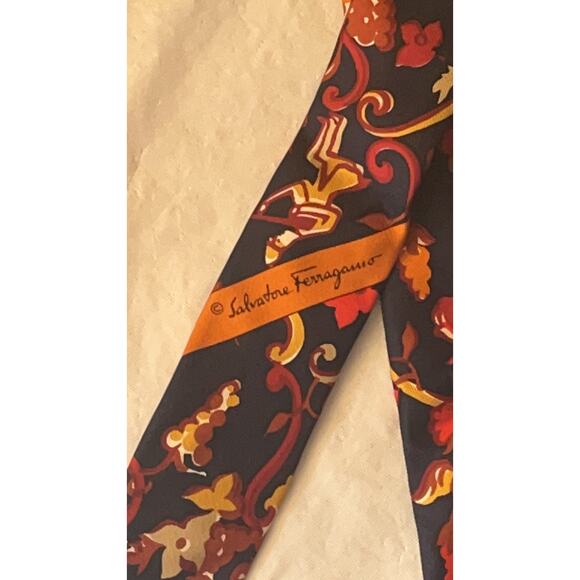 Salvatore Ferragamo Silk Tie - Equestrian theme - Navy Blue/Multicolor Necktie - Picture 3 of 14